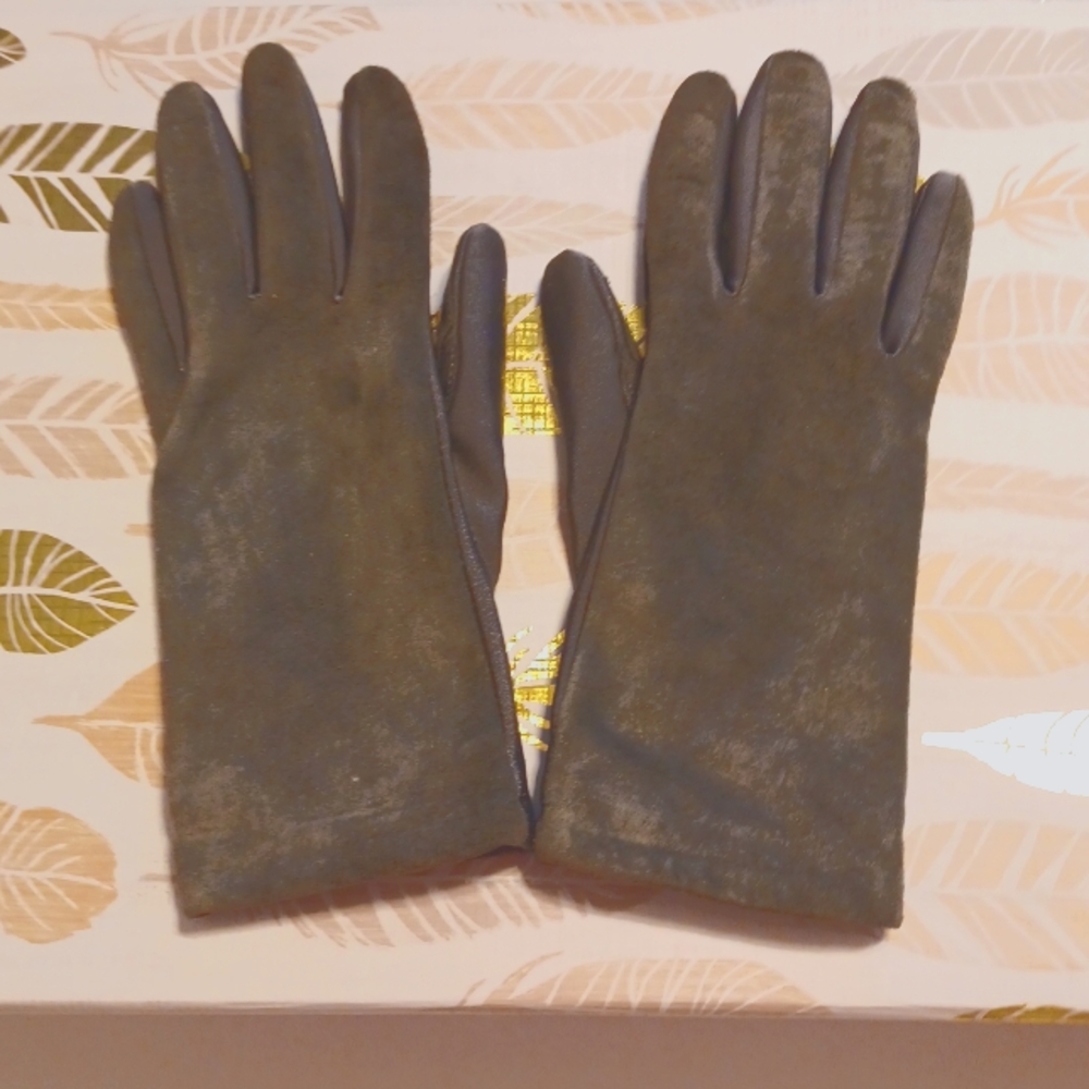 Suede leather & stretchy nylon women's  gloves
